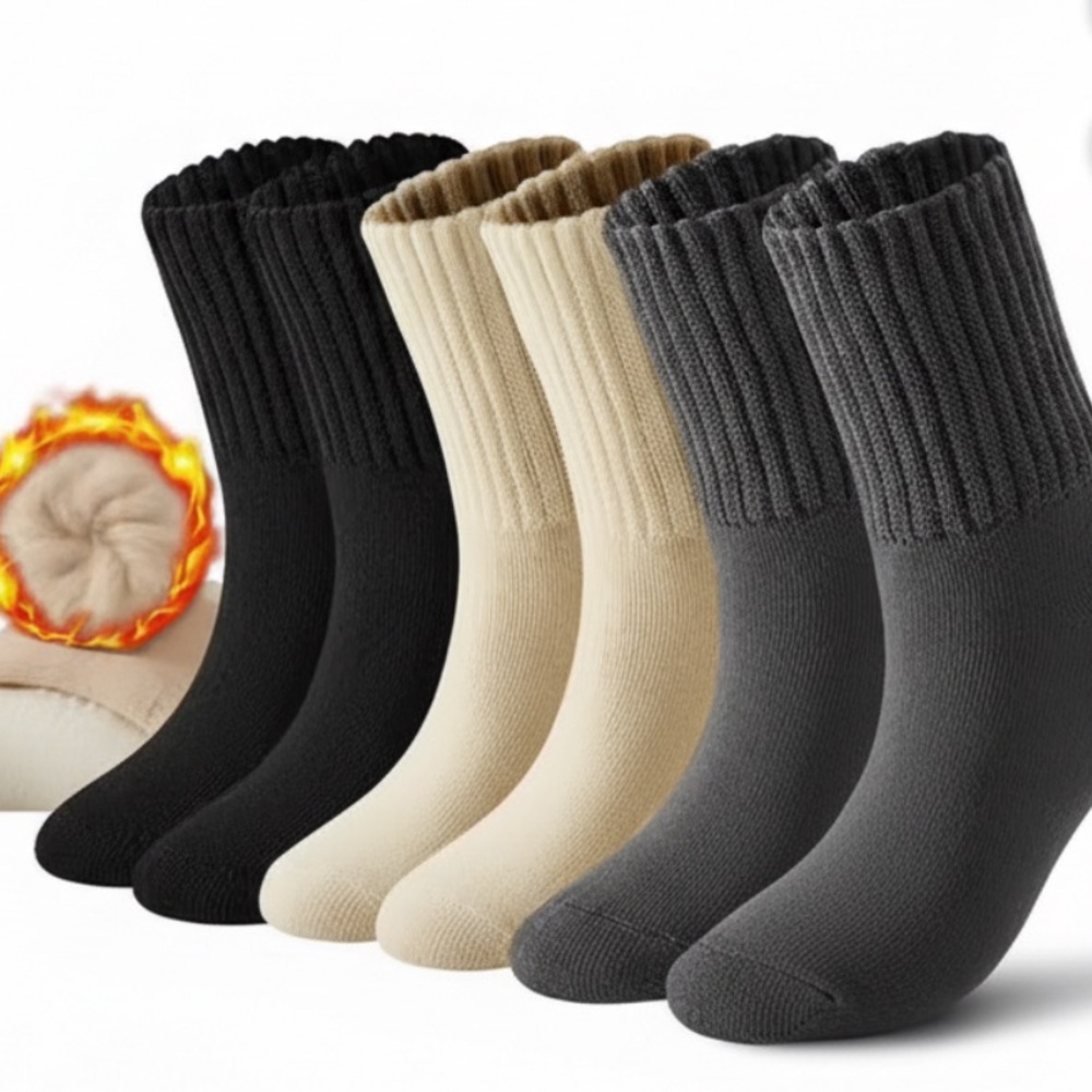🆕3 pack of THERMAL BOOT SOCKS- Black, Cream, and Gray: Women’s size 5-11